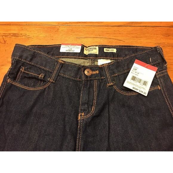 10 Plus OshKosh B'gosh Boot Cut Adjustable Waist Girls Jeans New Dark Wash Denim - Picture 2 of 12